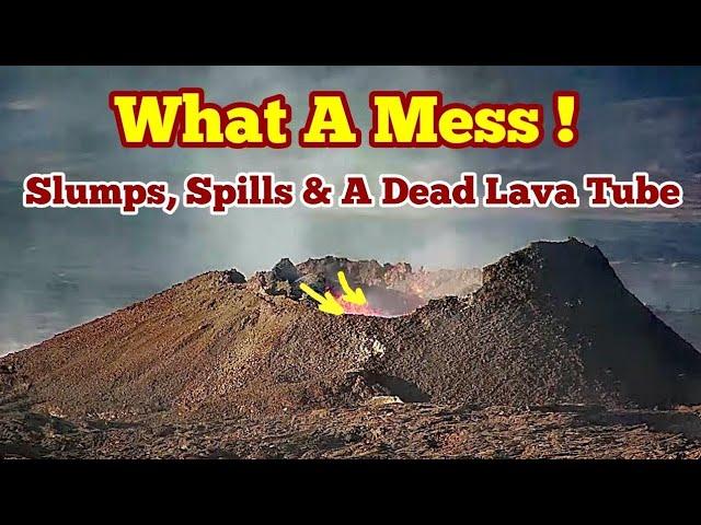 What A Mess! Slumps, Surges & A Dead Lava Tube, Iceland KayOne Volcano Eruption Update,Litli-Hrútur