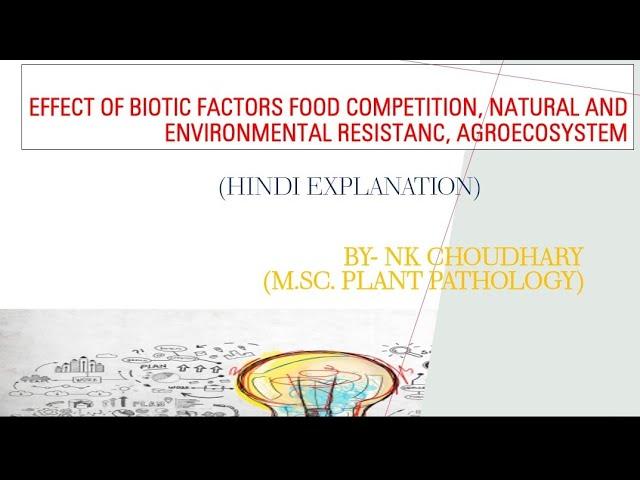 Effect of biotic factors food competition, natural and environmental resistance&Agroecosystem | ENTO