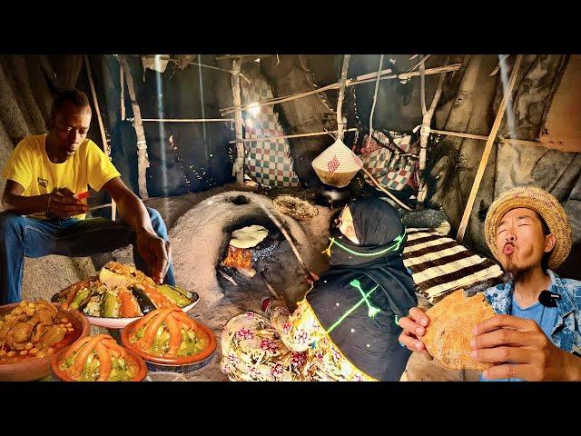 Secret Nomad Food of Moroccan Desert   Rissani Street Food  Meat pie Madfouna + Camel Milk