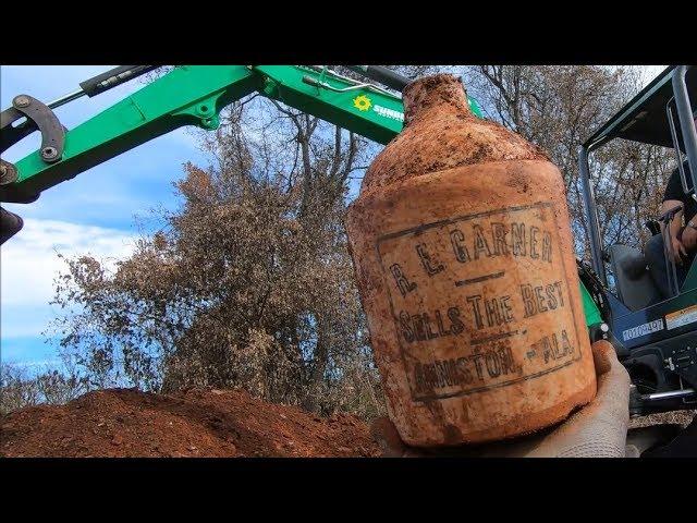 Digging Dump for Antique Bottles w Excavator: Alabama's Rarest Jug!!!!