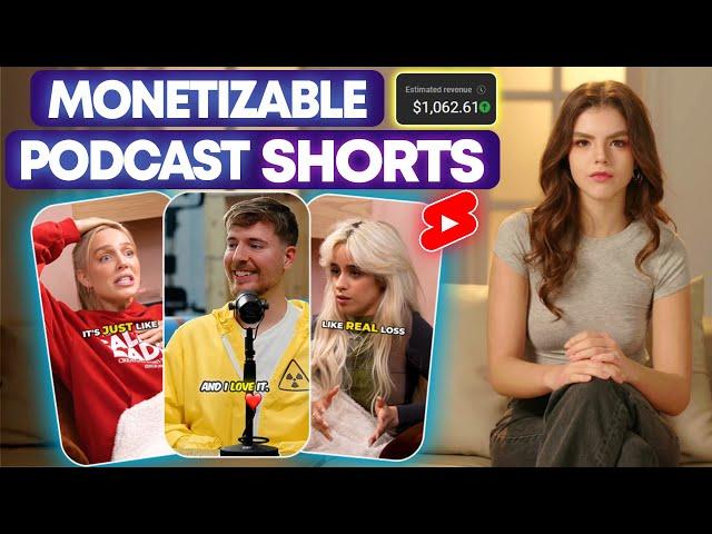 How To Make Podcast Shorts (100% MONETIZABLE ) | Convert Long Video into 100 Shorts (Just 1 Click)