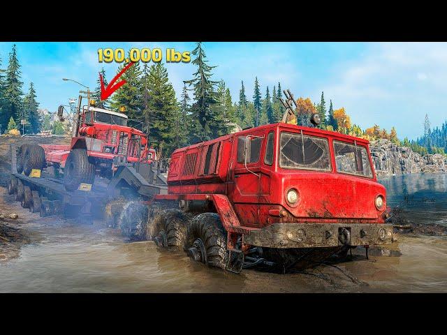 190,000 lbs Cargo Pushing the Limits of SnowRunner Extreme OffRoad Driving Simulator Game