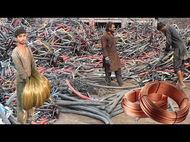 Mind Level Process Of Making Gold Copper Wires / Recycling Process Of Electric Scratch Cables