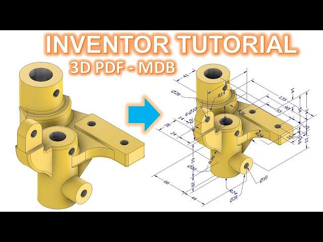 Inventor 2022 Tutorial #240 | 3D Annotate Dimension 3D PDF (MDB)