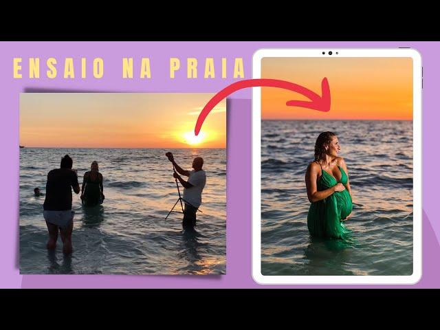 ENSAIO FOTOGRÁFICO: BASTIDORES DO ENSAIO GESTANTE NA PRAIA NO POR DO SOL  [SEGREDO ]