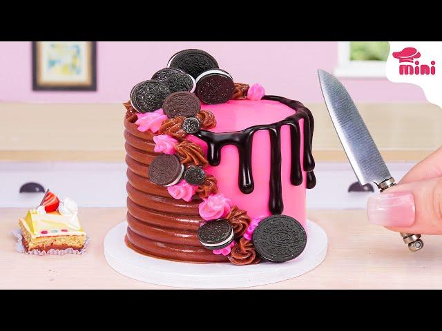 [Mini Cake ] Satisfying Mini Oreo Cake Cutting! Pink & Chocolate Perfection | Mini Bakery