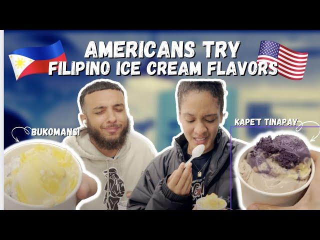 AMERICANS TRY FILIPINO ICE CREAM *bukomansi, ube cheese, kape't tinapay, etc*