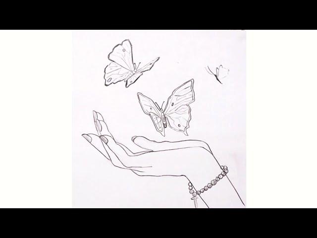 Flying butterflies pencil drawing@Taposhikidsacademy