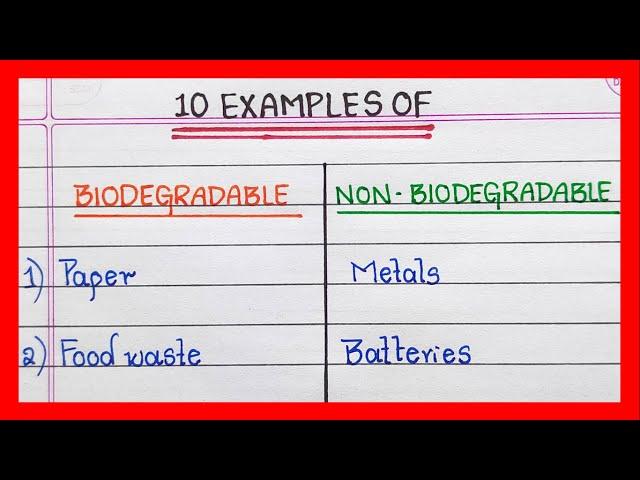 Biodegradable and Non biodegradable things | 10 Examples | Biodegradable and non biodegradable waste