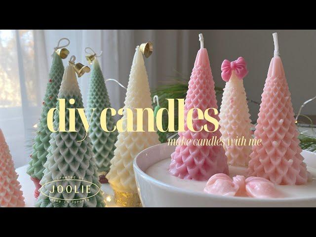 DIY Christmas Tree candle making | Pinkmas Pink bow tree | DIY Viral Homesense Christmas tree candle