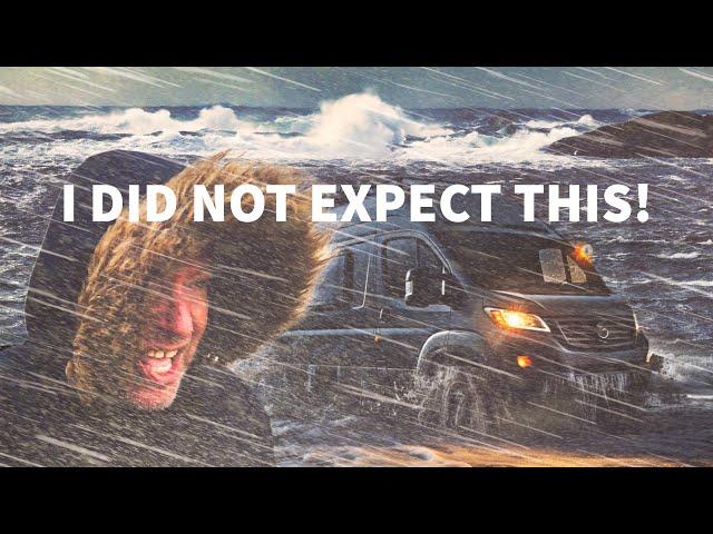 Surviving Hurricane, 39ft MONSTER WAVES, Cozy Van Life Camping in Extreme Weather - Heavy Rain Storm