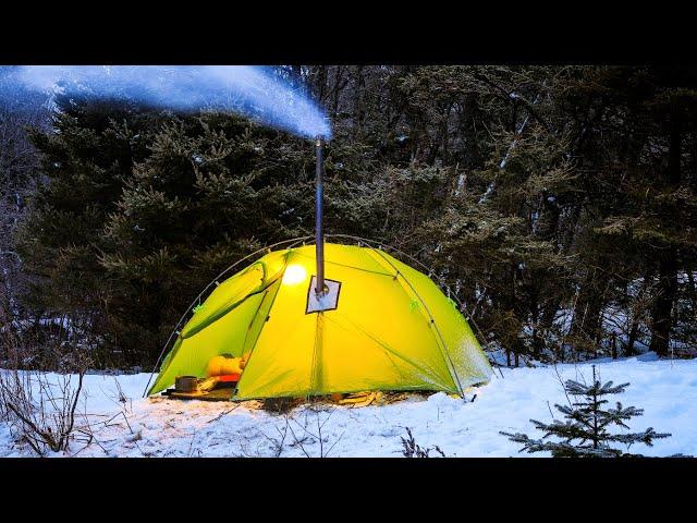 Hot Tent Camping In Snow And Rain