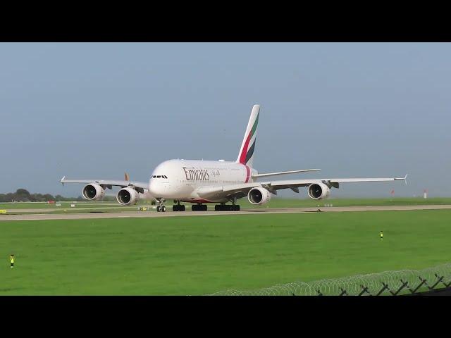 EMIRATES AIRBUS A380-800 A6-EEY DEPARTING MANCHESTER AIRPORT 07/10/23