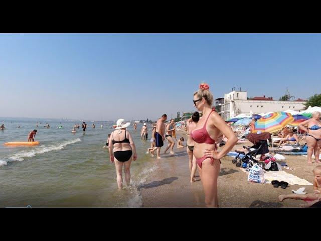 Ukraine Odesa Beach Walk. Black sea coastline walking.