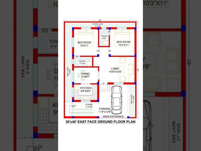 30 × 40 house plan, 30 by 40 home plan, 30*40 house plan, home plan, #short #homedesign #homeplan