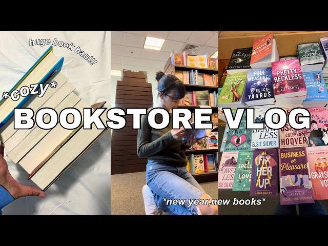 spend the day book shopping with me! *cozy* bookstore vlog + huge book haul 2024