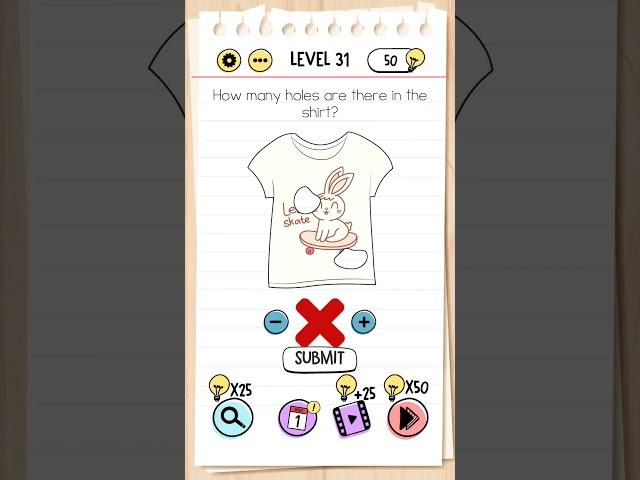 How many holes are there in the shirt?, Brain Test Level 31