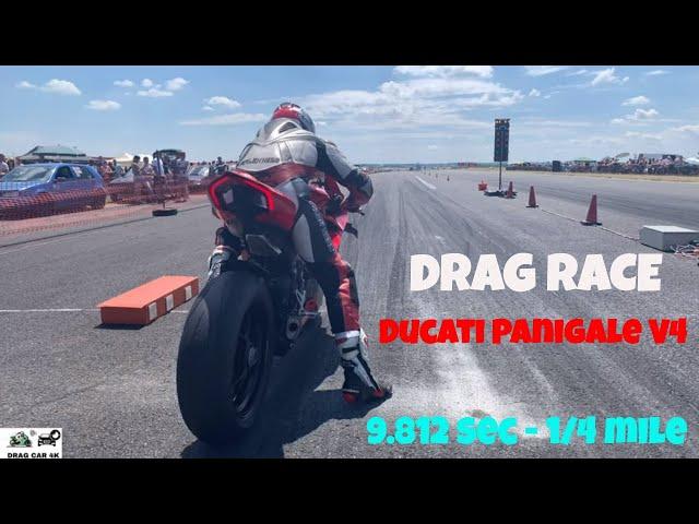 Ducati Panigale V4 vs Yamaha R6 superbike drag race  1/4 mile  - 4K UHD