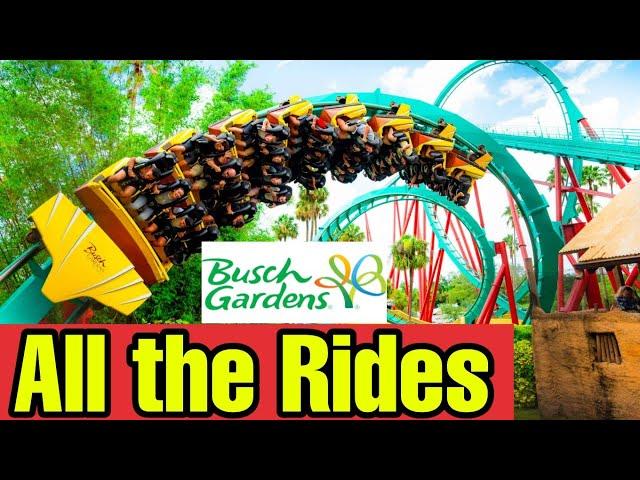 All the Rides & Rollercoasters at Busch Gardens Tampa with POVs