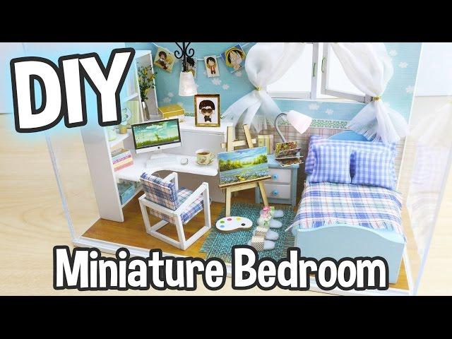 DIY Miniature Dollhouse Kit Cute Bedroom Roombox with Working Lights! / Relaxing Crafts