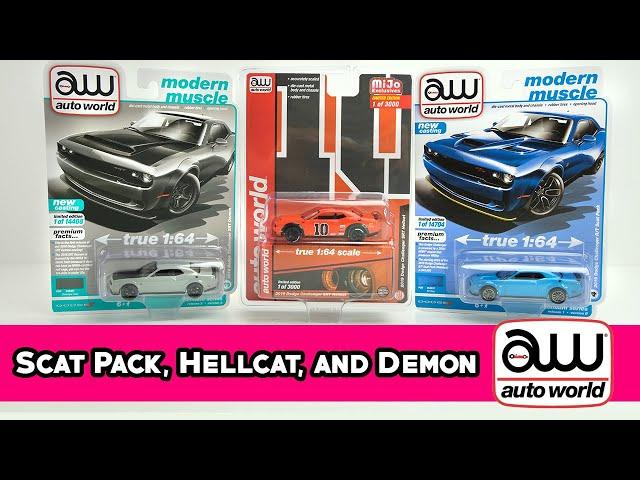 UNBOXING: Auto World Dodge Challenger Scat Pack, SRT Demon, and Mijo Exclusive SRT Hellcat Patriot