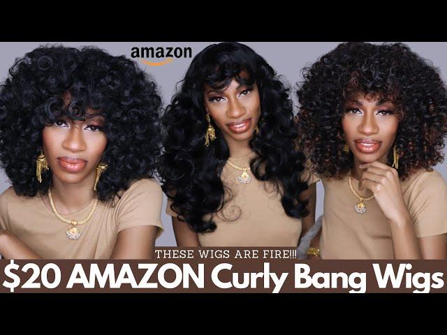 Under $20 AMAZON Curly Bang Wigs, I found Some Good Ones Ya'll