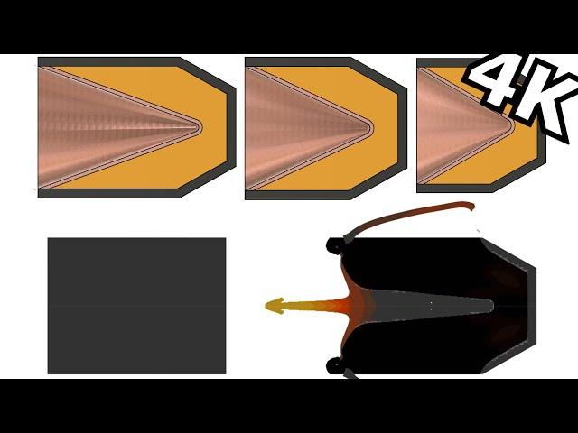 Shaped Charge Liner Angle comparison | Shaped Charge In 4K Resolution | Explosive-Impact Simulation