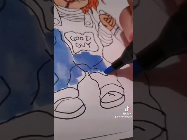 Drawing Chucky Halloween Doll from Childs Play Horror Movies #shorts