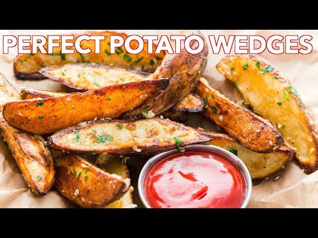 Crispy Baked Garlic Parmesan Potato Wedges - Easy Appetizer