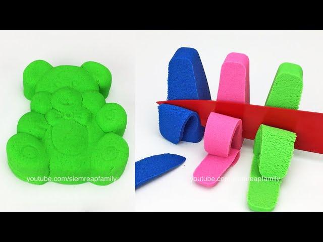 Satisfying Kinetic Sand Cutting Teddy, Train | Crunchy Sound #7