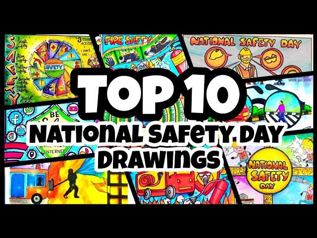 National Safety Day Drawing easy,4th March| Safety Day Poster Drawing| Safety First drawing