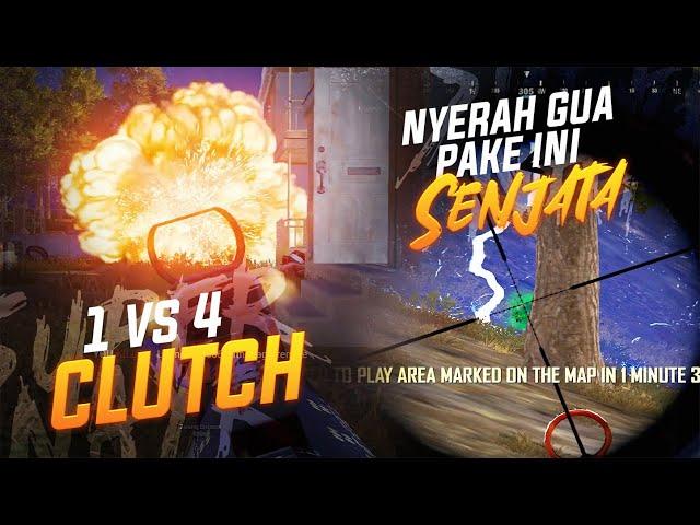 1 VS 4 CLUTCH BERAKHIR BINGUNG !! GIMANA SI CARA PAKE INI SENJATA !! #pubg