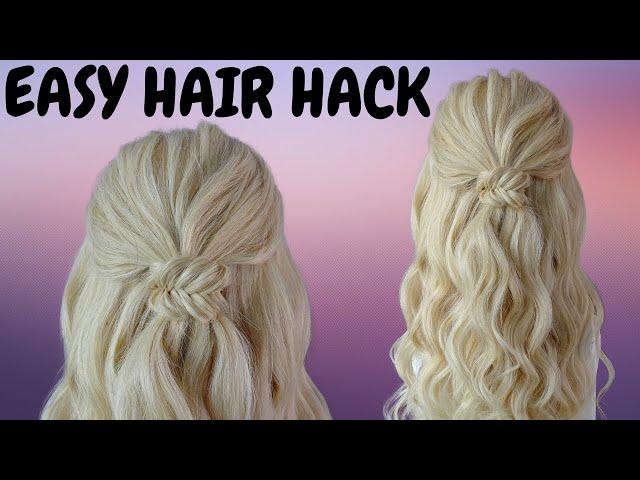 EASY braided half up half down wavy hairstyle hack