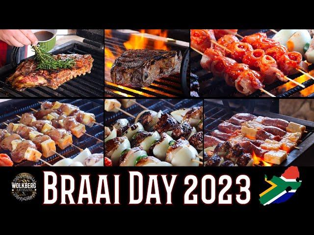 Braai day 2023 | South African Grilled meat on the Braai | Sosatie recipes | Open fire cooking