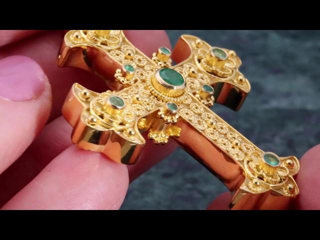 Handmade Granulated Greek Byzantine 18k Gold Cross