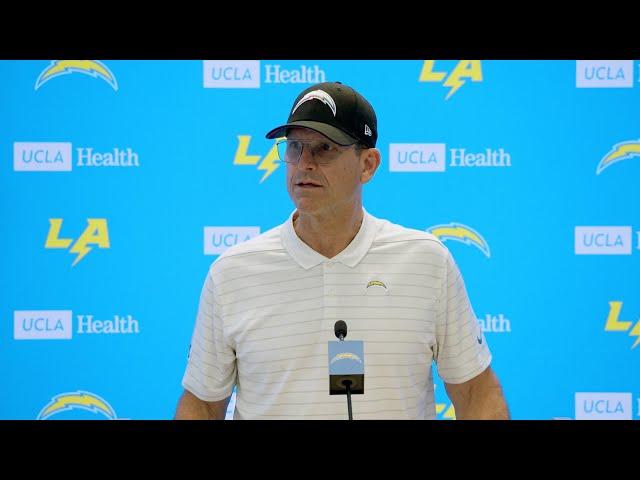 Jim Harbaugh On Injury Updates vs Patriots | LA Chargers