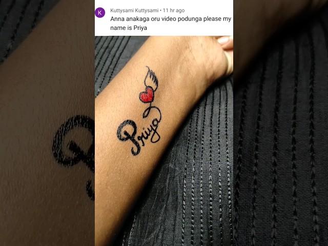 very simple cute Priya name tattoo design #shorts #viral