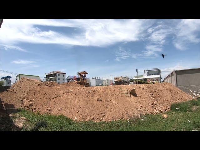 Complete Project Bulldozer Komatsu D20 Pushing Dirt to other Fence