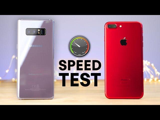 Samsung Galaxy Note 8 vs iPhone 7 Plus Speed Test!