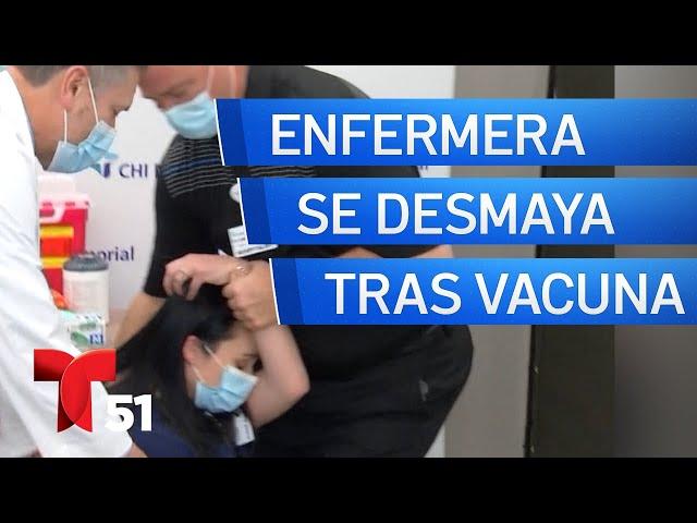 Enfermera se desmaya tras recibir vacuna contra el Covid-19