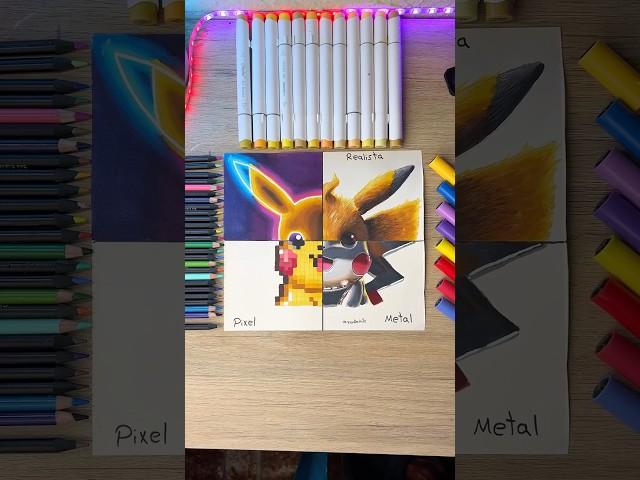 Dibujando a PIKACHU en 4 ESTILOS  #art #drawing #dibujos