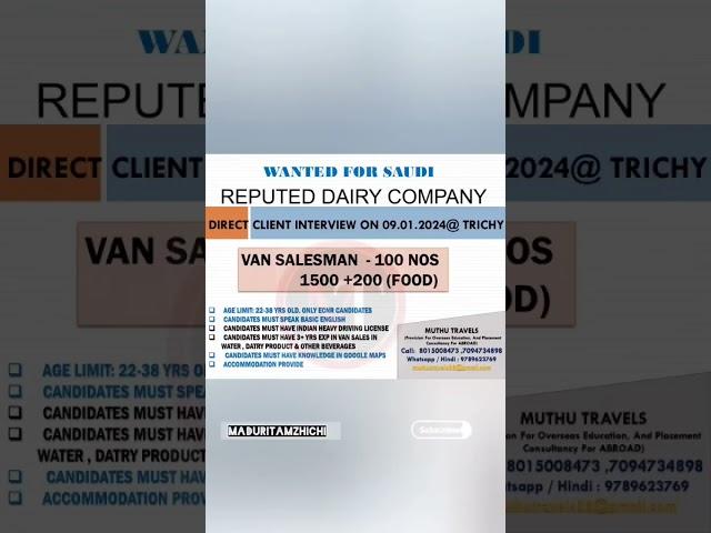 Saudi job vancacy #gulfjobs  Direct client Interview On :09 January 2024 Apply the Job Vancacy#gulf