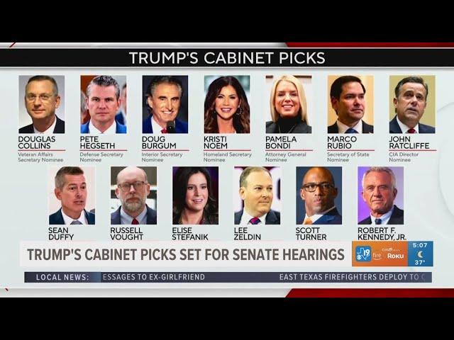 President-elect Donald Trump's cabinet picks set for senate hearings