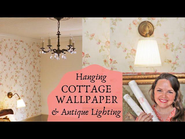 Cottage Style Decorating Guest Bedroom ~ Vintage WALLPAPER & Antique Lighting Pt. 3