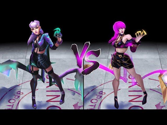 KDA ALL OUT Evelynn vs KDA Evelynn Skin Comparison Spotlight