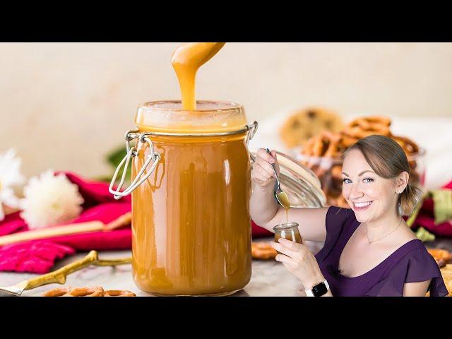 This EASY salted caramel sauce is the PERFECT Ice Cream Topping!