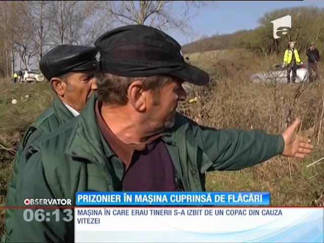 Un tânăr din Sibiu, prizonier în mașina cuprinsă de flăcări