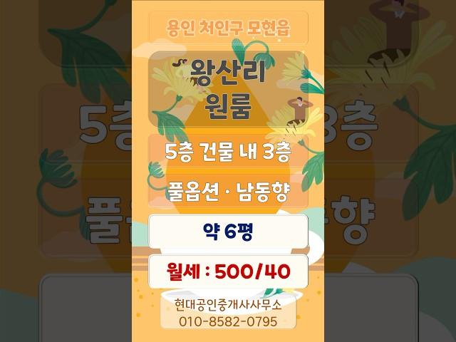 용인 모현읍 왕산리 원룸 월세(보증금 500만 / 월세 40만)