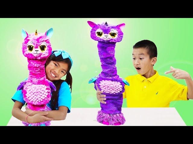 Emma and Andrew Pretend Play with Hatchimals Lalacorn Surprise Egg Toy