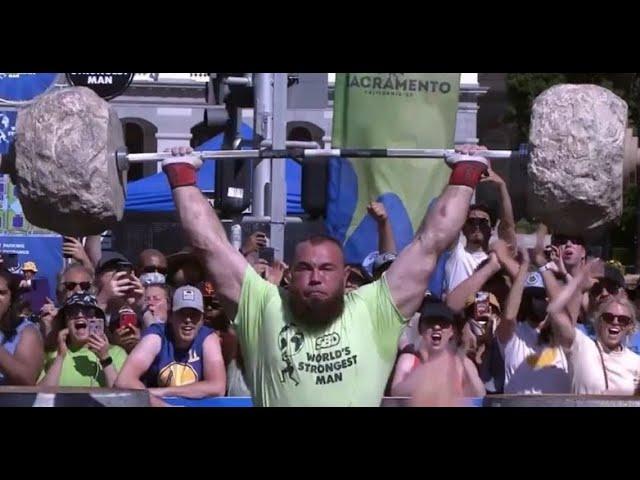 Ukrainian Oleksii Novikov. World record flintstone barbell 542 pounds & highlights from the contest